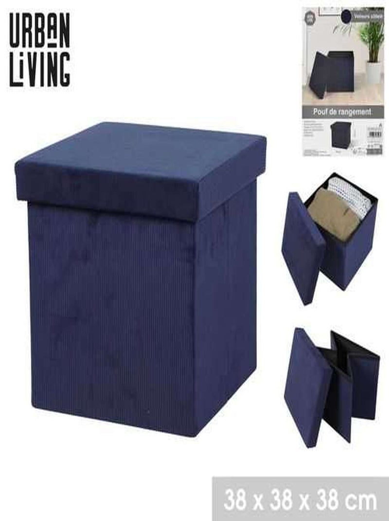 Pouf de rangement pliable Bleu - Kiabi