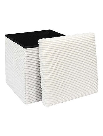 Pouf de rangement pliable effet côtelé