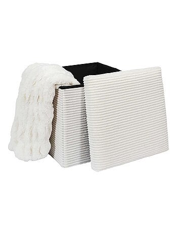 Pouf de rangement pliable effet côtelé