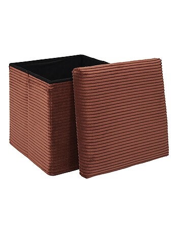 Pouf de rangement pliable effet côtelé