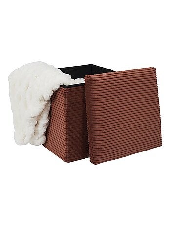 Pouf de rangement pliable effet côtelé