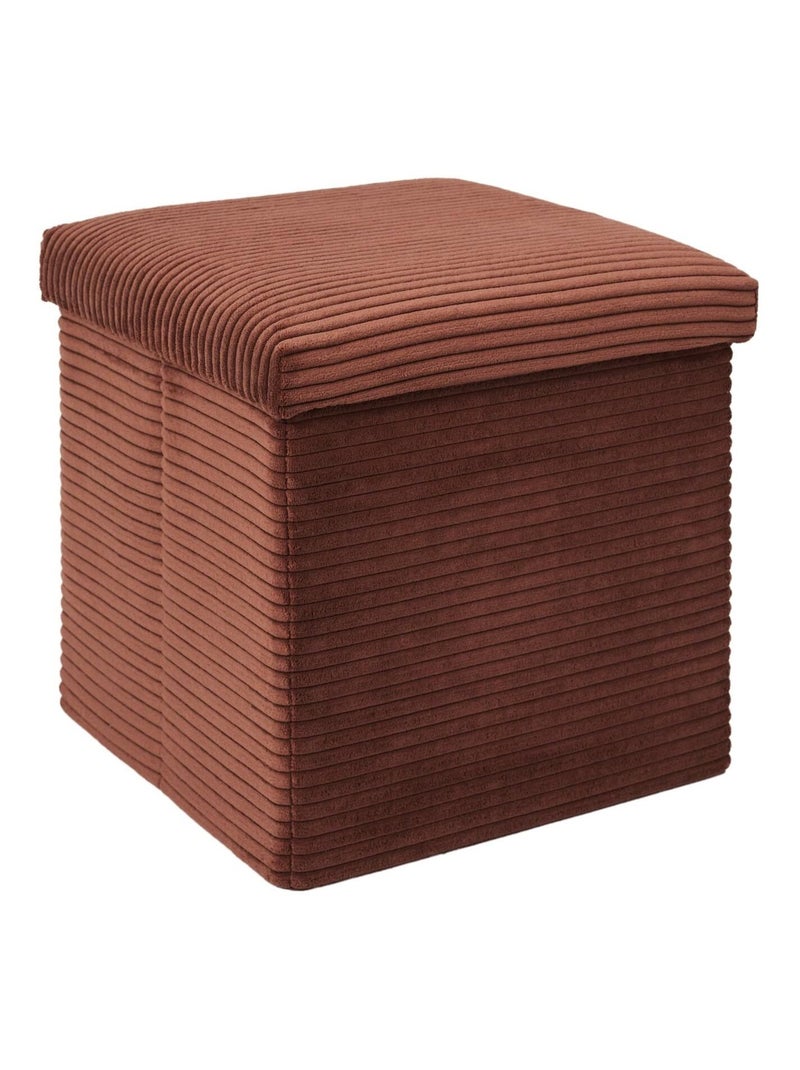Pouf de rangement pliable effet côtelé Marron - Kiabi