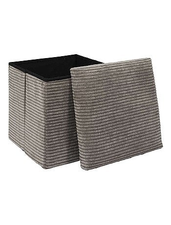 Pouf de rangement pliable effet côtelé