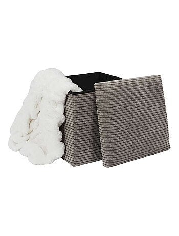 Pouf de rangement pliable effet côtelé