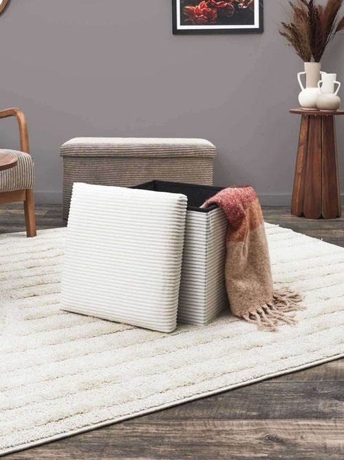 Pouf de rangement pliable en velours côtelé SCOTT - Kiabi