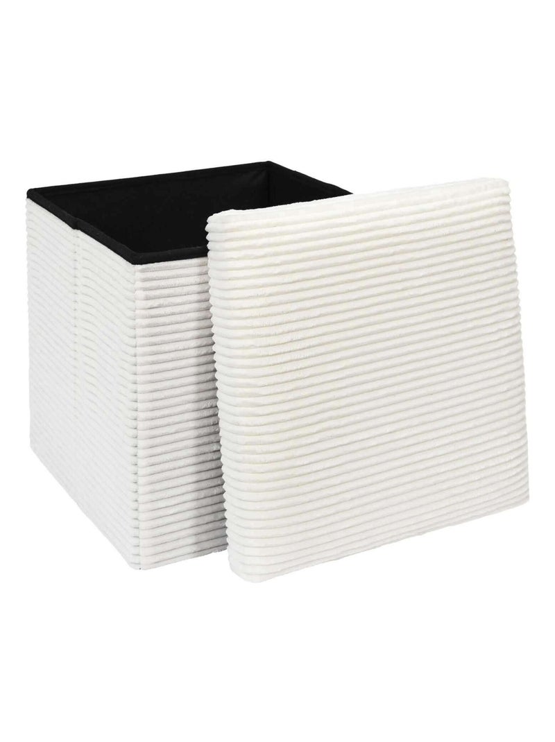 Pouf de rangement pliable en velours côtelé SCOTT Beige - Kiabi