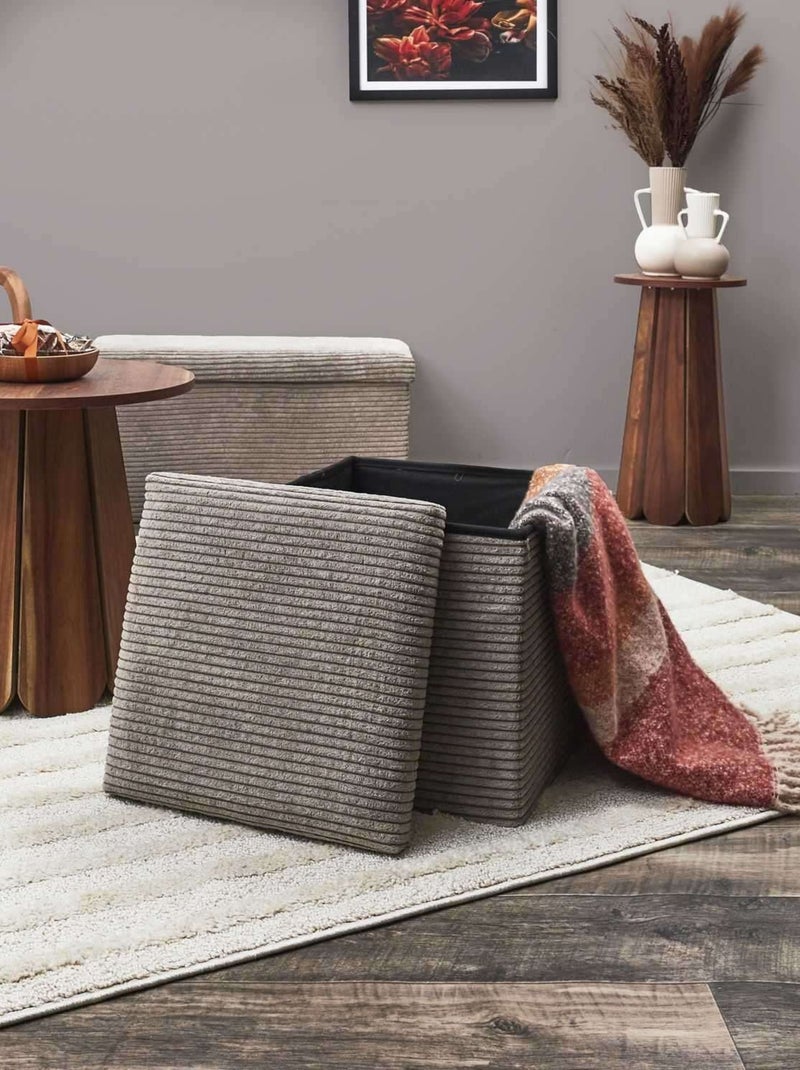 Pouf de rangement pliable en velours côtelé SCOTT Taupe - Kiabi