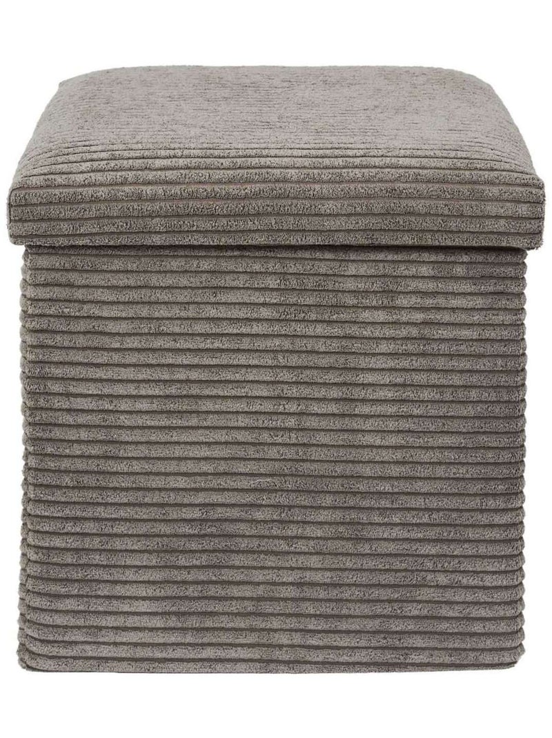Pouf de rangement pliable en velours côtelé SCOTT Taupe - Kiabi