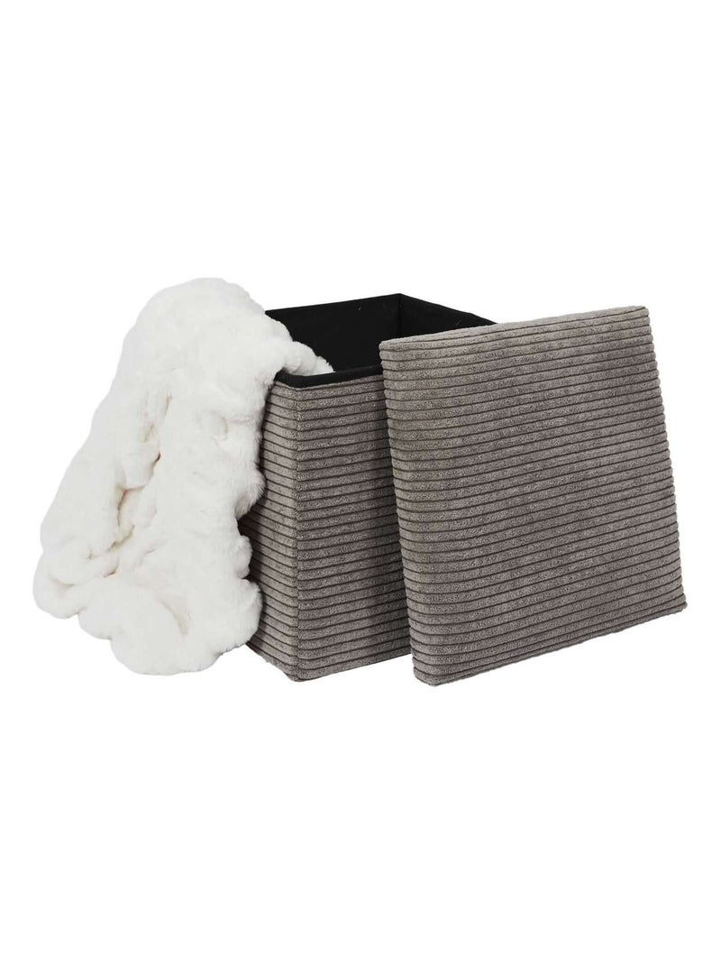 Pouf de rangement pliable en velours côtelé SCOTT Taupe - Kiabi