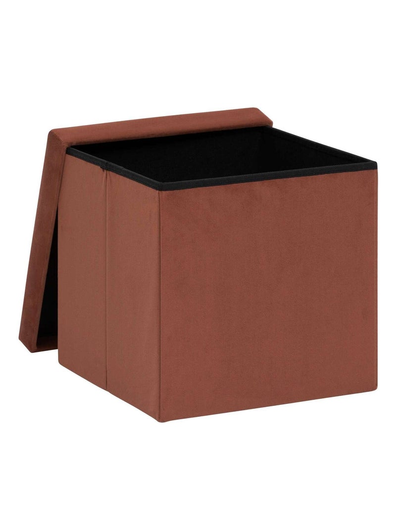 Pouf de rangement pliable en velours Marron - Kiabi