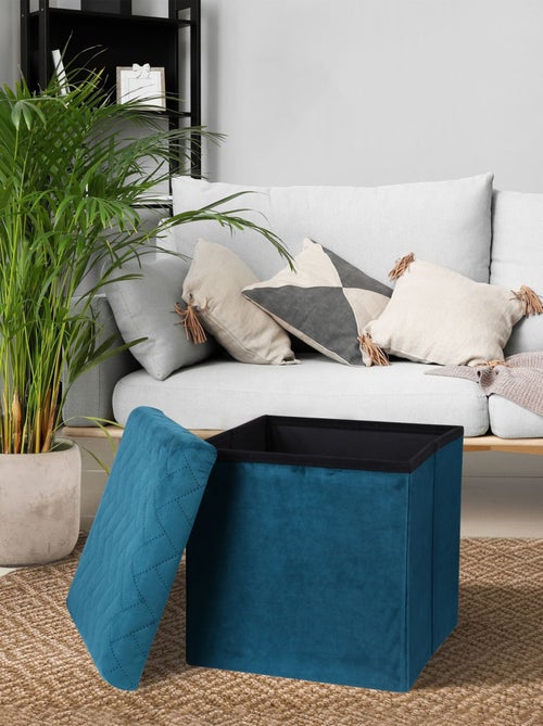 Pouf de rangement pliable Kube en velours - Kiabi