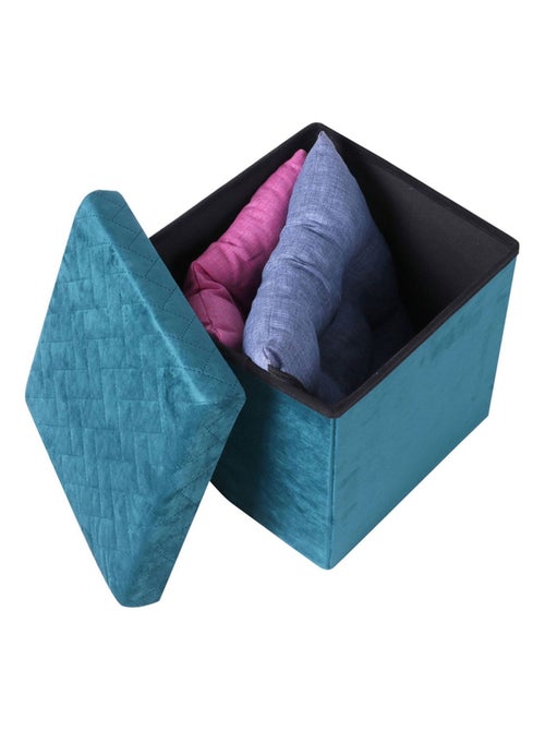 Pouf de rangement pliable Kube en velours - Kiabi
