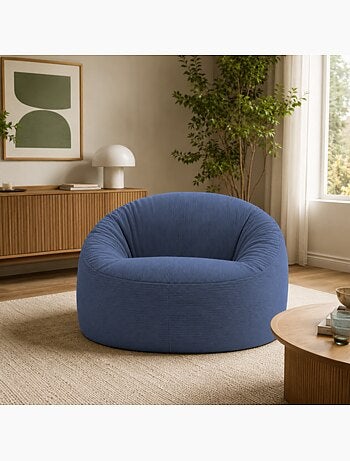 Pouf déhoussable velours côtelé 100 cm