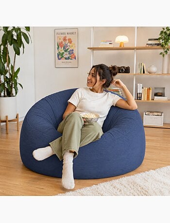 Pouf déhoussable velours côtelé 100 cm