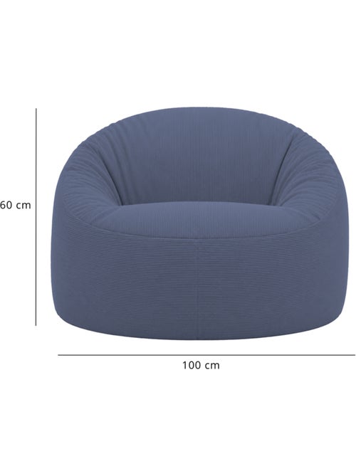 Pouf déhoussable velours côtelé 100 cm - Kiabi
