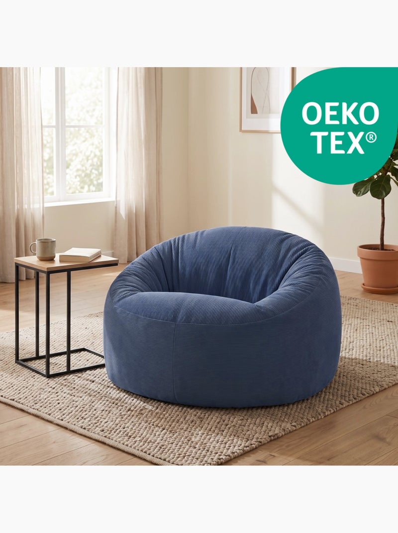 Pouf déhoussable velours côtelé 100 cm Bleu foncé - Kiabi