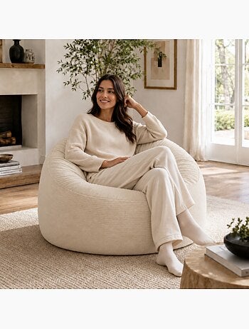 Pouf déhoussable velours côtelé 100 cm