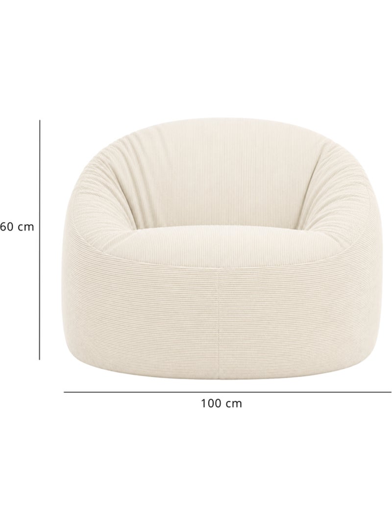 Pouf déhoussable velours côtelé 100 cm Ecru - Kiabi