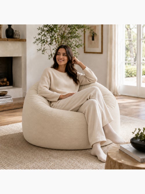 Pouf déhoussable velours côtelé 100 cm - Kiabi