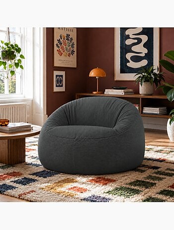 Pouf déhoussable velours côtelé 100 cm