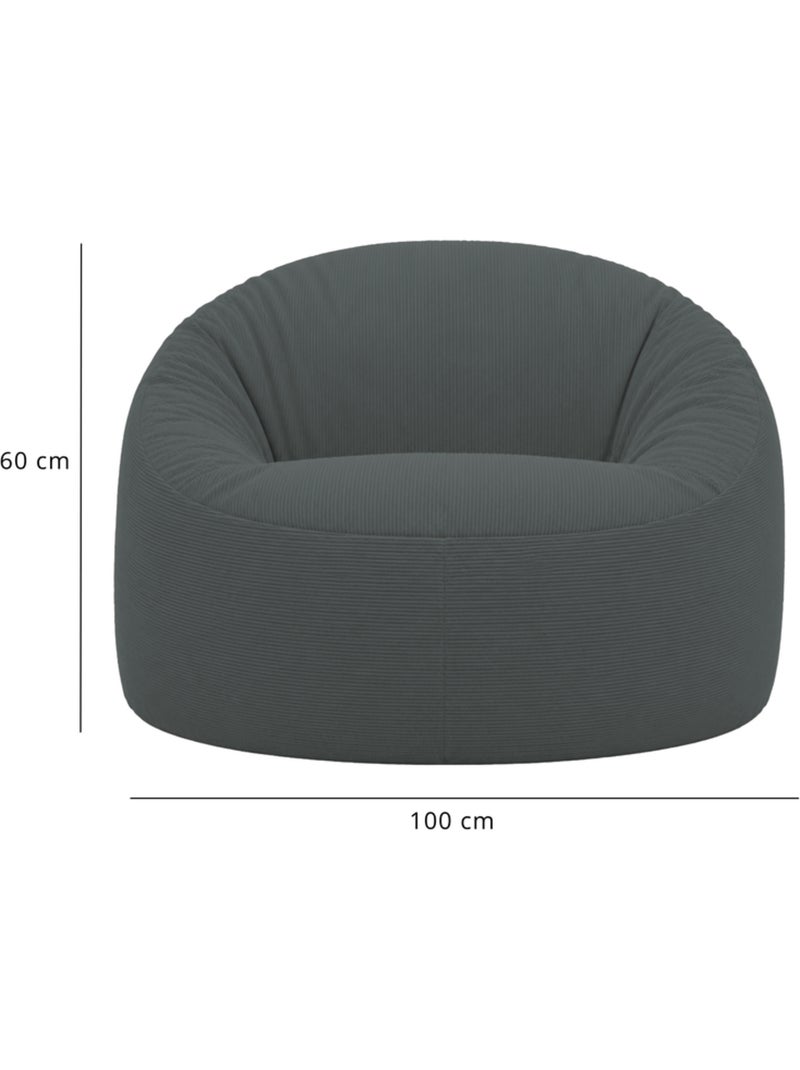 Pouf déhoussable velours côtelé 100 cm Gris - Kiabi