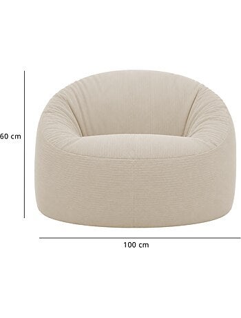 Pouf déhoussable velours côtelé 100 cm