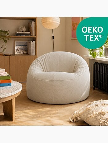 Pouf déhoussable velours côtelé 100 cm