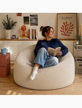 Pouf déhoussable velours côtelé 100 cm