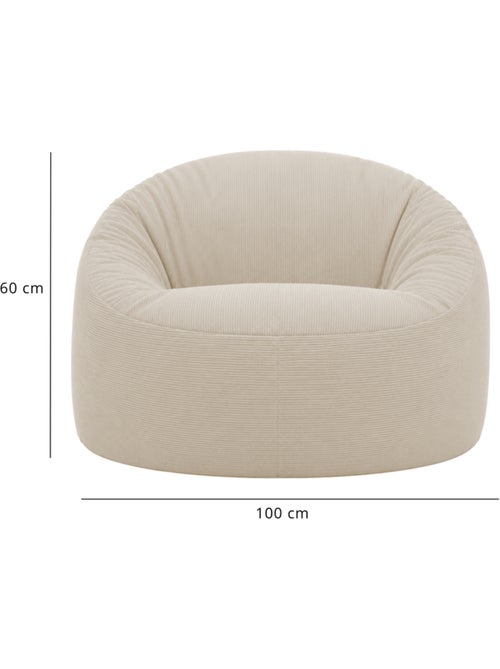 Pouf déhoussable velours côtelé 100 cm - Kiabi
