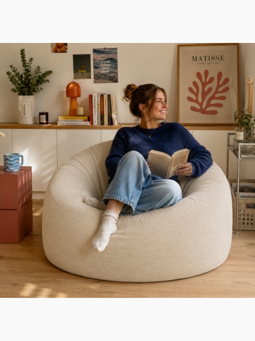 Pouf déhoussable velours côtelé 100 cm - Kiabi