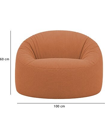 Pouf déhoussable velours côtelé 100 cm