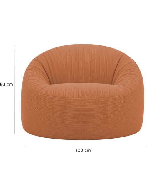 Pouf déhoussable velours côtelé 100 cm - Kiabi