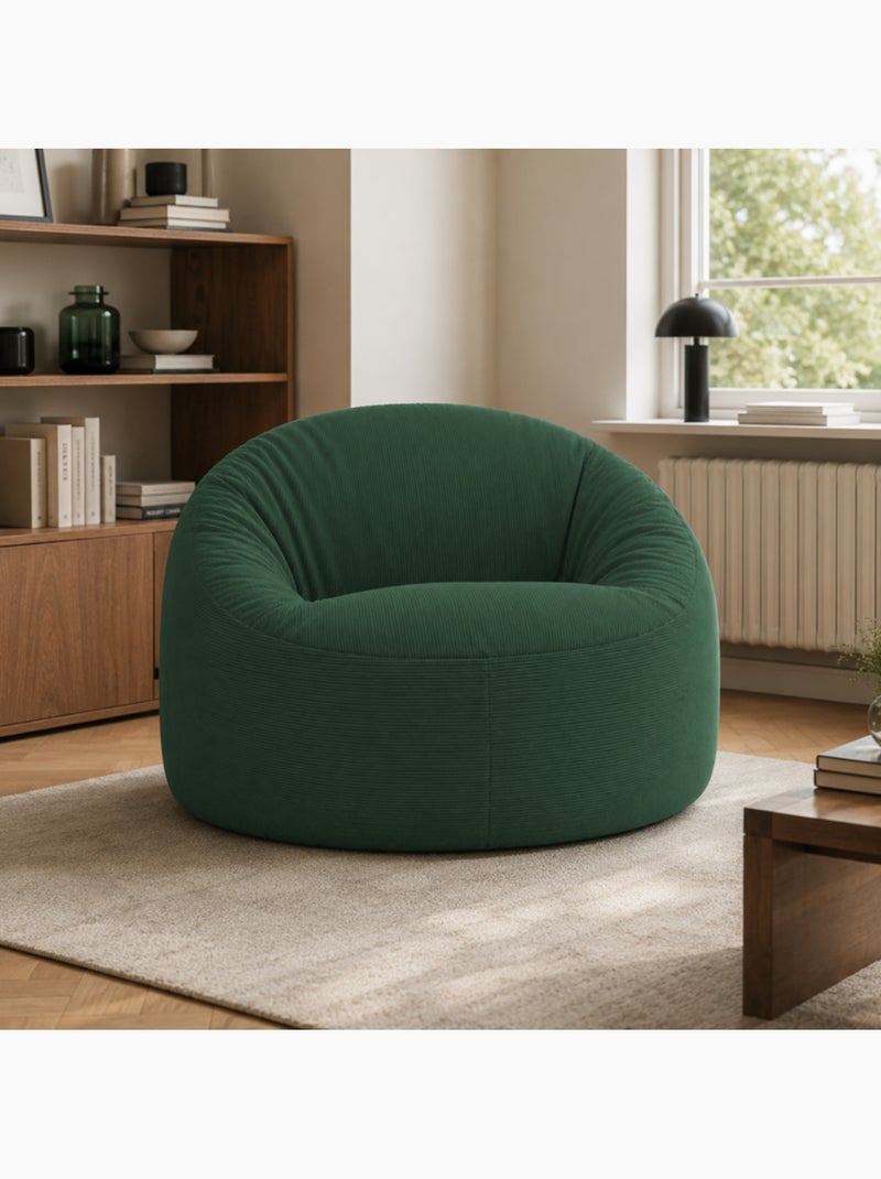 Pouf déhoussable velours côtelé 100 cm Vert foncé - Kiabi