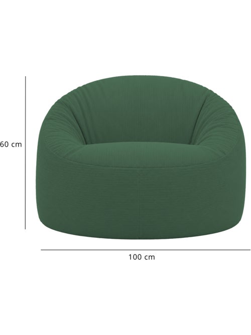 Pouf déhoussable velours côtelé 100 cm - Kiabi