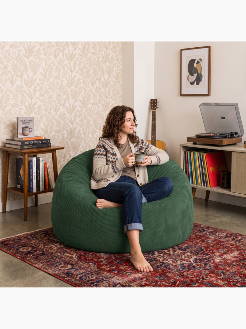 Pouf déhoussable velours côtelé 100 cm Vert foncé - Kiabi