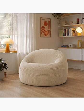 Pouf déhoussable velours côtelé épais 100 cm