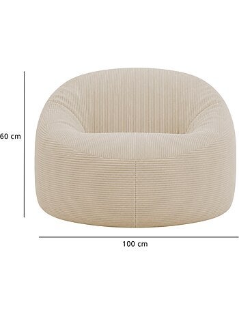 Pouf déhoussable velours côtelé épais 100 cm