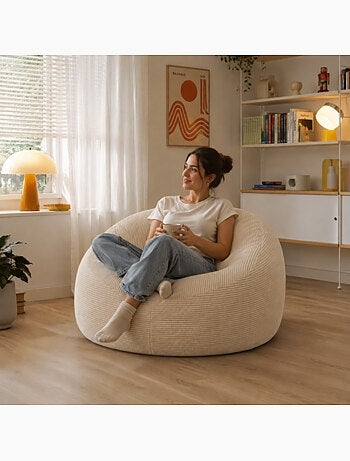 Pouf déhoussable velours côtelé épais 100 cm