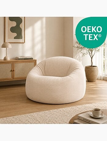 Pouf déhoussable velours côtelé épais 100 cm
