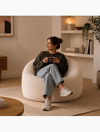 Pouf déhoussable velours côtelé épais 100 cm