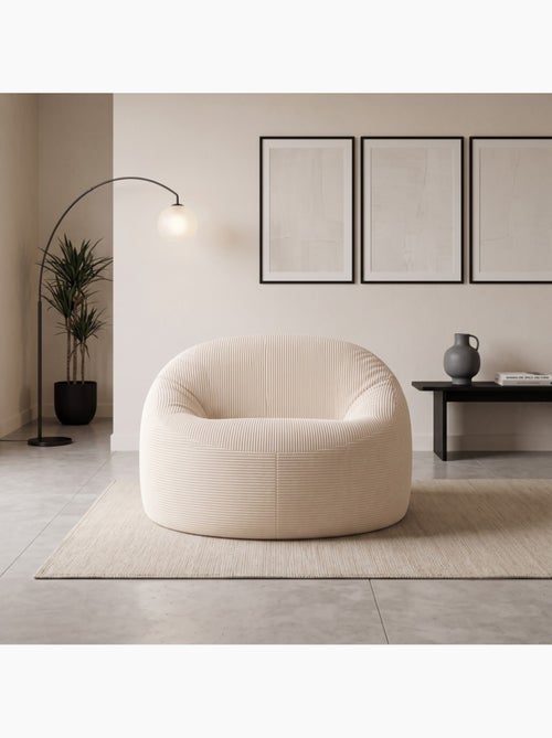 Pouf déhoussable velours côtelé épais 100 cm - Kiabi