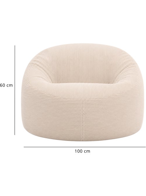 Pouf déhoussable velours côtelé épais 100 cm - Kiabi