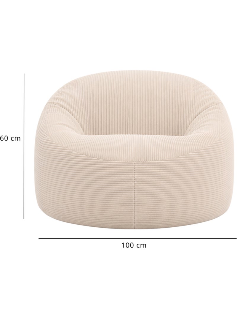 Pouf déhoussable velours côtelé épais 100 cm Blanc cassé - Kiabi
