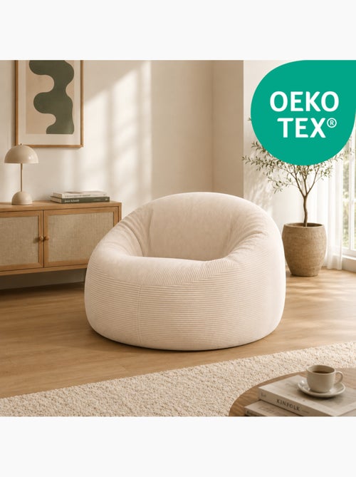 Pouf déhoussable velours côtelé épais 100 cm - Kiabi