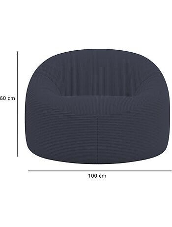 Pouf déhoussable velours côtelé épais 100 cm