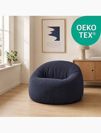 Pouf déhoussable velours côtelé épais 100 cm