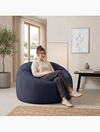 Pouf déhoussable velours côtelé épais 100 cm