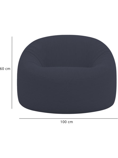 Pouf déhoussable velours côtelé épais 100 cm - Kiabi