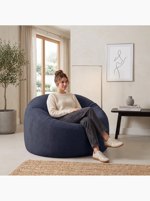 Pouf déhoussable velours côtelé épais 100 cm - Kiabi