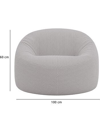 Pouf déhoussable velours côtelé épais 100 cm